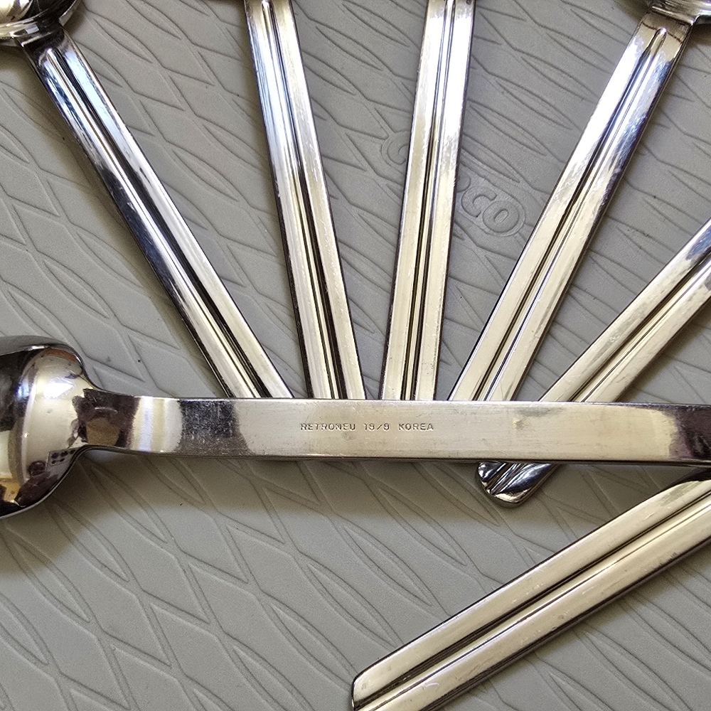 Set Of 7 Retroneu Infinite Stainless Dinner Spoons 18/8 Korea Flatware
